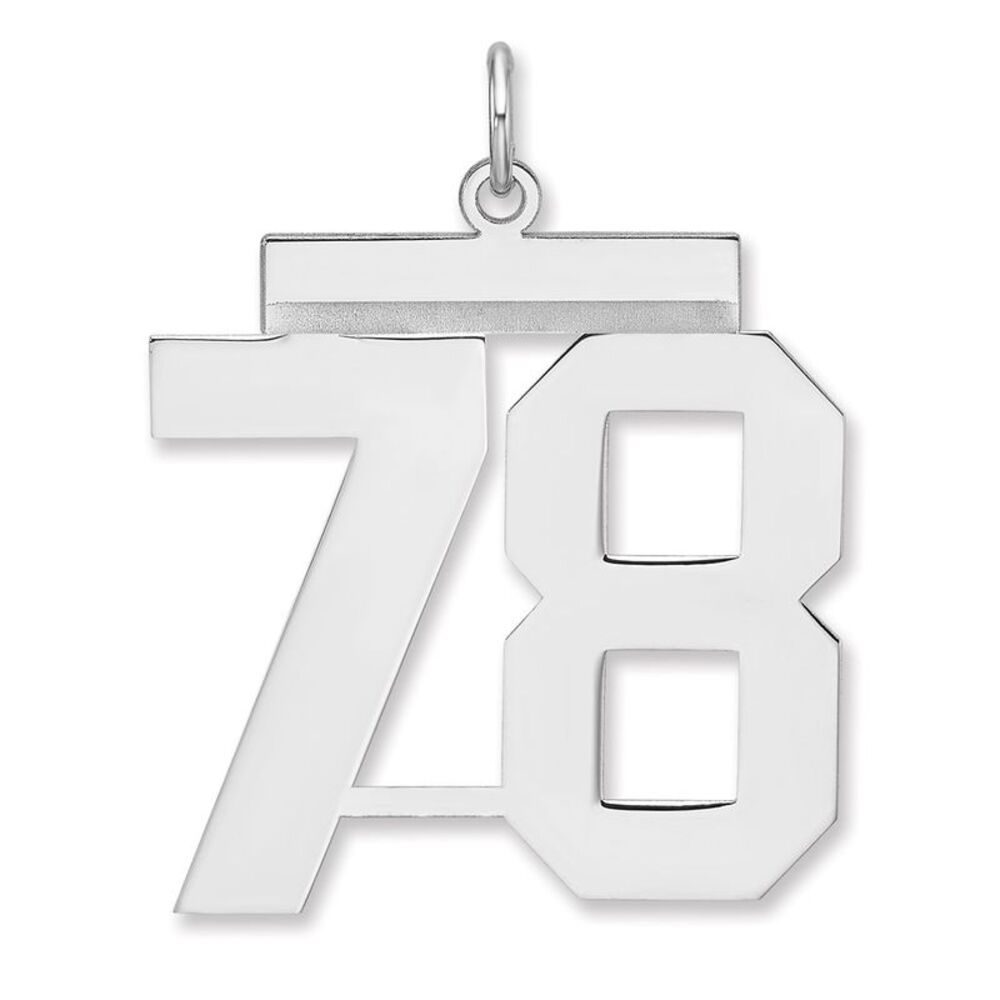 Sterling Silver, Athletic Collection, XL Polished Number 78 Pendant